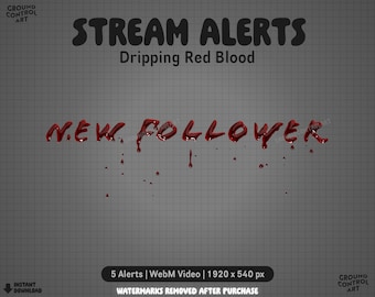 Red Blood Stream Alerts | Animated Livestream New Follower Alert Twitch | Dripping Blood Horror Stream | Spooky Scary Halloween Stream Decor