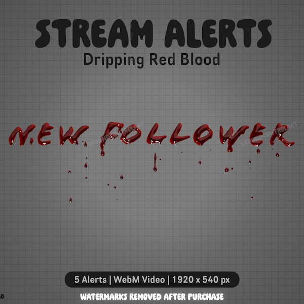 Red Blood Stream Alerts | Animated Livestream New Follower Alert Twitch | Dripping Blood Horror Stream | Spooky Scary Halloween Stream Decor