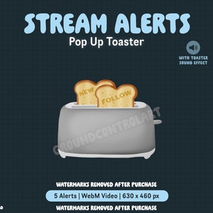 Toaster Stream Alerts | Animated Livestream New Follower Twitch | Toasted Bread Kitchen Appliance Alert | Cooking Baking Funny Stream Decor