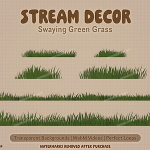 Swaying Green Grass Animated Overlay | Transparent Livestream Animation | Twitch Stream Decoration | Nature Forest Spring Summer Cozy Stream