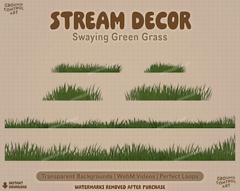 Swaying Green Grass Animated Overlay | Transparent Livestream Animation | Twitch Stream Decoration | Nature Forest Spring Summer Cozy Stream