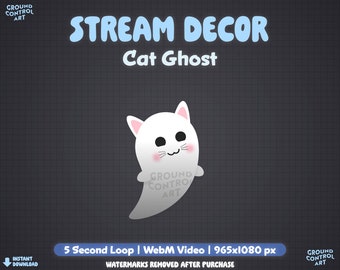 Cat Ghost Animated Stream Decor | Livestream Decoration | Perfect Looping Animation | Twitch Stream Overlay | Cute Kitty Spooky Halloween