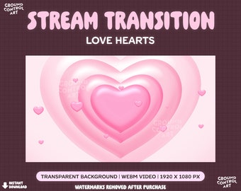 Stream Transition | Animated Pink Hearts | Livestream Stinger Scene Change | Twitch Cute Valentines Day | Sweet Bubblegum Pink Growing Heart
