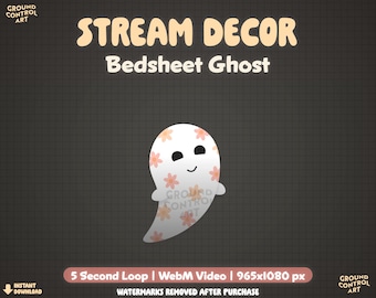 Daisy Bedsheet Ghost Animated Stream Decor | Livestream Decoration | Perfect Looping Animation | Twitch Overlay | Cute Halloween Flowers