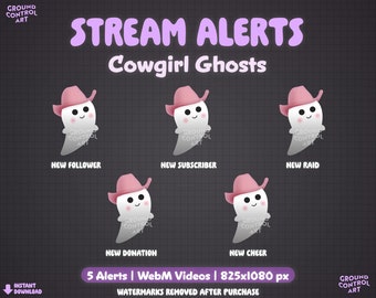 Cowgirl Ghost Stream Alerts | Animated Halloween Twitch Alert | Cute Spooky Theme Livestream Alert | Ghostly Cowboy Hat Equestrian Desert