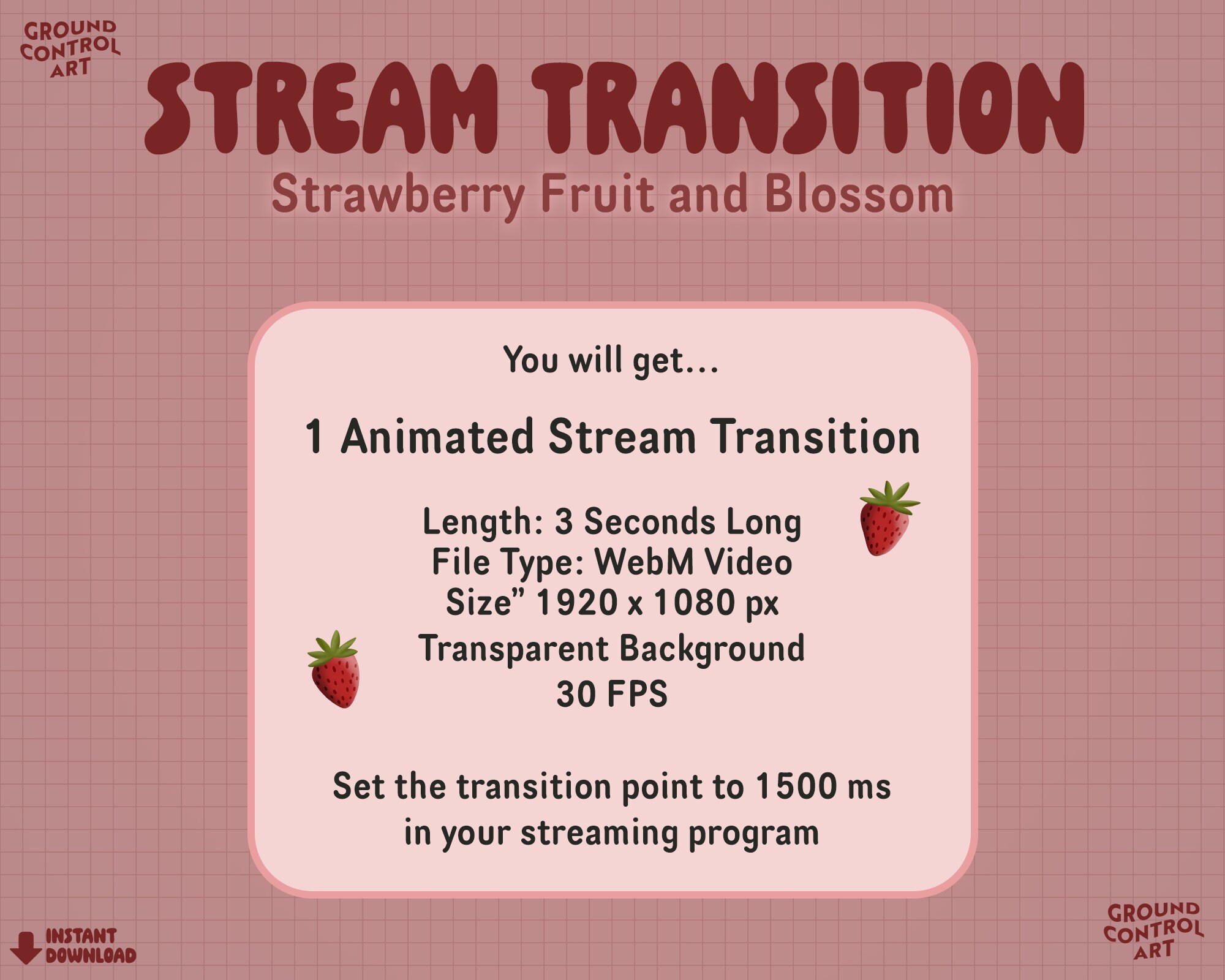 Strawberry Stream Transition Animated Red Berry Stinger Transition