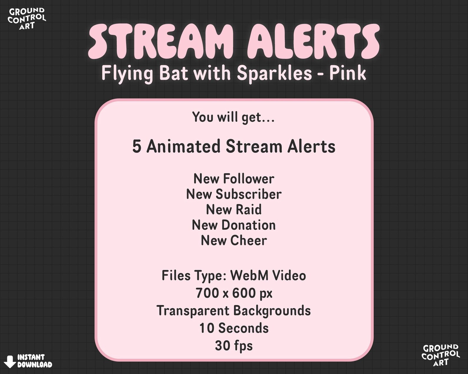 Bat Sparkle Stream Alerts | Animated Livestream New Follower Twitch ...