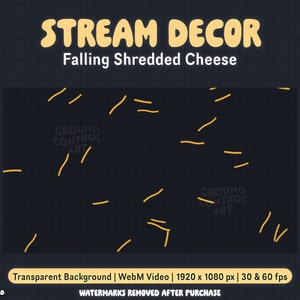 Shredded Cheese Animated Overlay for Livestream | Transparent Animation for Stream Backgrounds, Alerts | Cheddar Cheesy Stream Alert