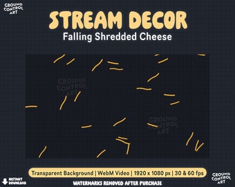 Shredded Cheese Animated Overlay for Livestream | Transparent Animation for Stream Backgrounds, Alerts | Cheddar Cheesy Stream Alert