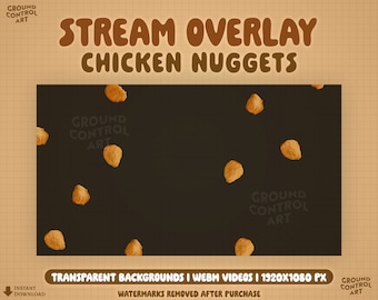 Chicken Nuggets Animated Overlay | Chicken Nuggie Transparent Animation for Twitch Alert, Stream Background, Channel Points, Etc. | Looping