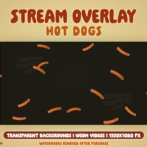 Hot Dogs Animated Overlay | Wieners Transparent Animation for Twitch Alert, Stream Background, Channel Points, Etc. | BBQ Food Pork Sausage