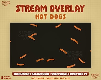 Hot Dogs Animated Overlay | Wieners Transparent Animation for Twitch Alert, Stream Background, Channel Points, Etc. | BBQ Food Pork Sausage