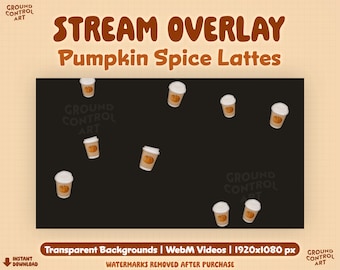 Pumpkin Spice Latte Animated Overlay | Transparent Animation | Twitch Alert, Stream Background, Channel Point | Autumn Fall Coffee Halloween