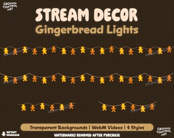 Ginger Bread Lights Animated Stream Decor | Livestream Decoration | Perfect Looping Animation | Twitch Overlay | Festive Christmas Cookie