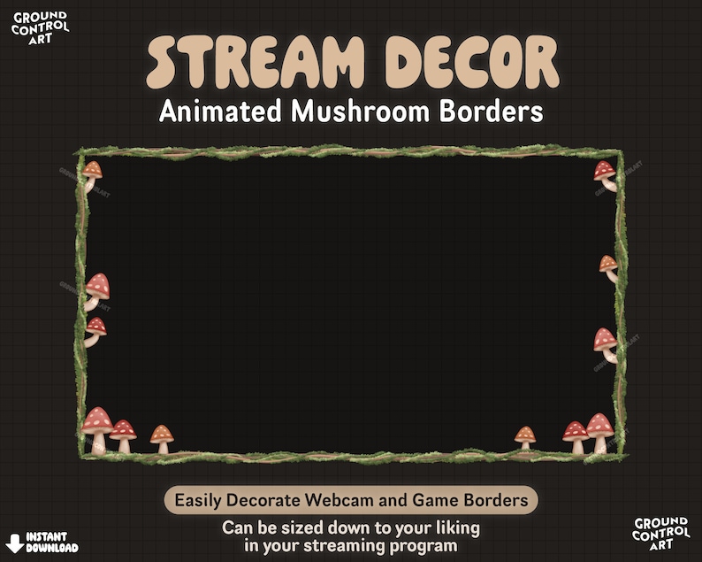 Mossy Mushrooms Animated Overlay | Transparent Livestream Animation ...