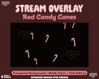Red Candy Canes Animated Overlay | Transparent Animation | Great for Twitch Alert, Stream Background, Channel Point, Etc. | Christmas Decor