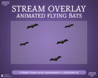 Flying Bats Animated Overlay | Black Bats Transparent Animation for Livestream | Halloween Spooky Dark Horror Twitch | Perfect Looping