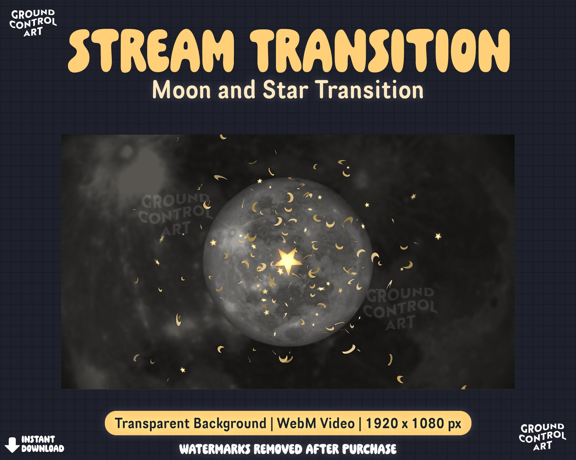 Moon and Stars Stream Transition Animated Celestial Stinger