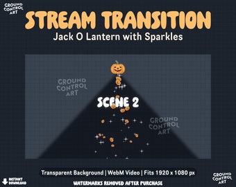 Jack O Lantern Sparkle Stream Transition | Animated Livestream Scene Change | Orange Pumpkins Transition | Spooky Halloween October Theme