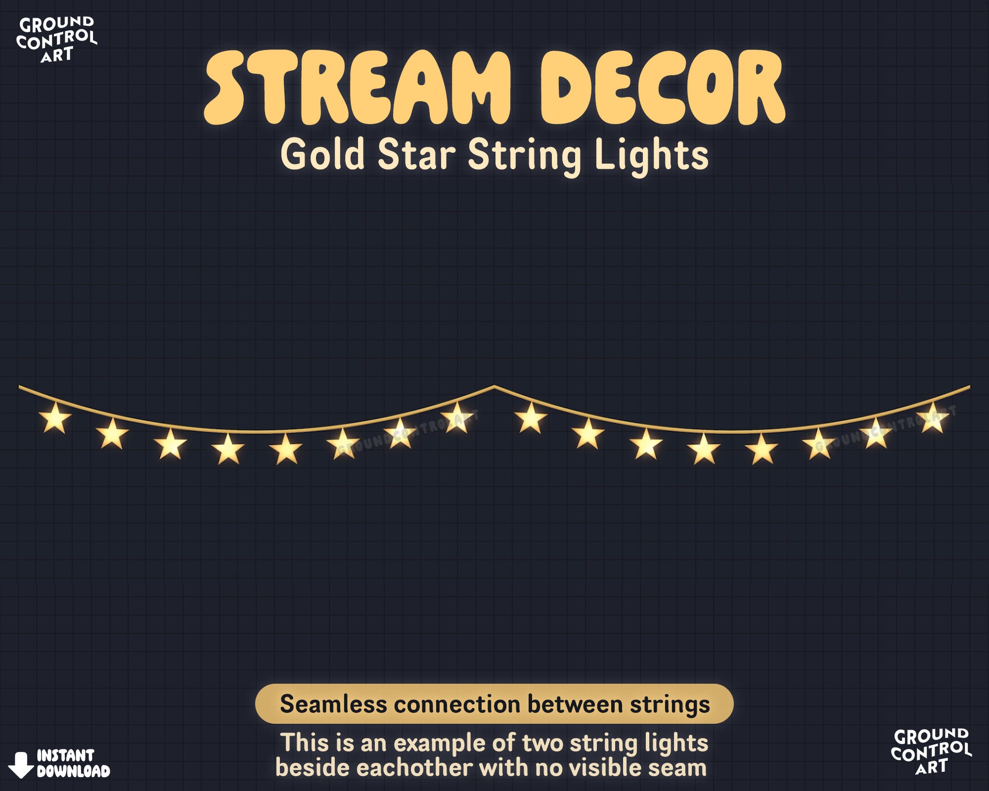 Gold Star String Lights Animated Stream Decor | Livestream Decoration ...
