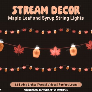 Ahornsirup Lichterkette Animiertes Stream Dekor | Livestream Dekoration | Perfekter Loop | Twitch Overlay | Kanadisches Ahornblatt Kanada-Tag