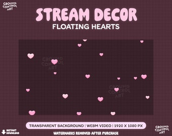 Floating Hearts Animated Overlay | Pink Hearts Transparent Animation for Twitch Alert, Stream Background, Channel Points, Etc. | Valentine's