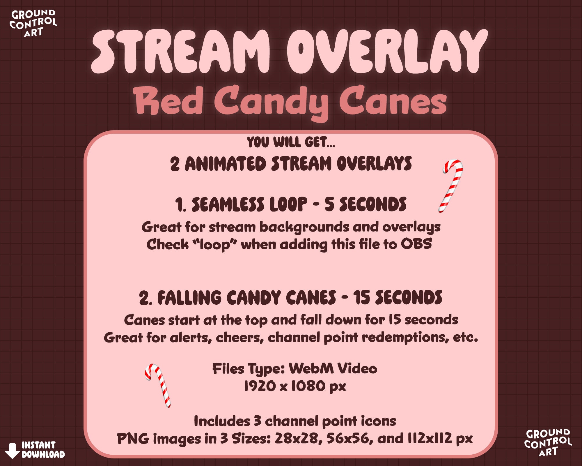 Red Candy Canes Animated Overlay | Transparent Animation | Great for ...