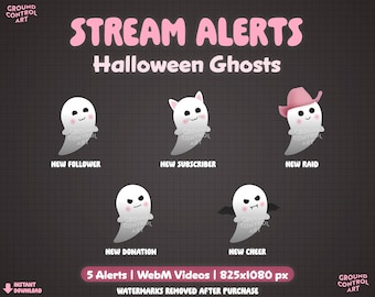 Twitch Stream Alerts | Animated Halloween Ghosts | Spooky Halloween Cat Ghost, Cowgirl, Vampire Bat, Cute Horror Themed | Livestream Alert