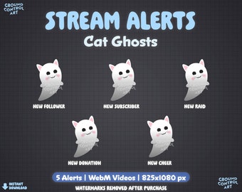 Cat Ghost Stream Alerts | Animated Halloween Twitch Alert | Cute Horror Theme Livestream Alert | Ghostly Monster Kitty | Sweet Spooky Kitten
