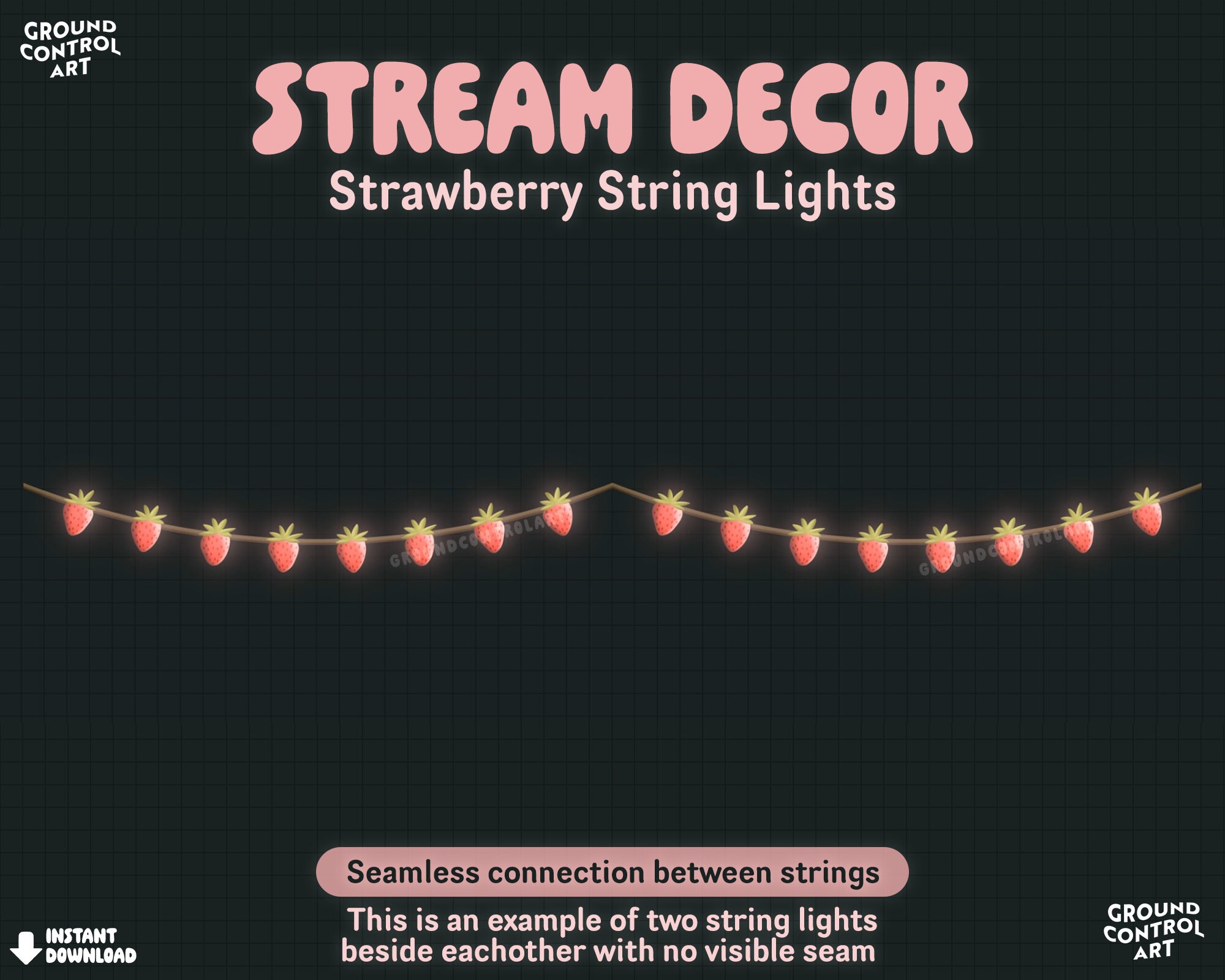 Red Strawberries String Lights Animated Stream Decor | Livestream ...