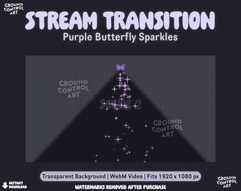 Purple Butterfly Sparkling Stream Transition | Animated Livestream Scene Change | Cute Butterfly Sparkle Magical Glitter | Track Matte