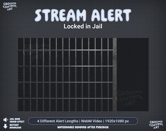 Locked in Jail Stream Overlay | Animated Livestream Alert | WebM Video | Transparent Prison Cell Bars