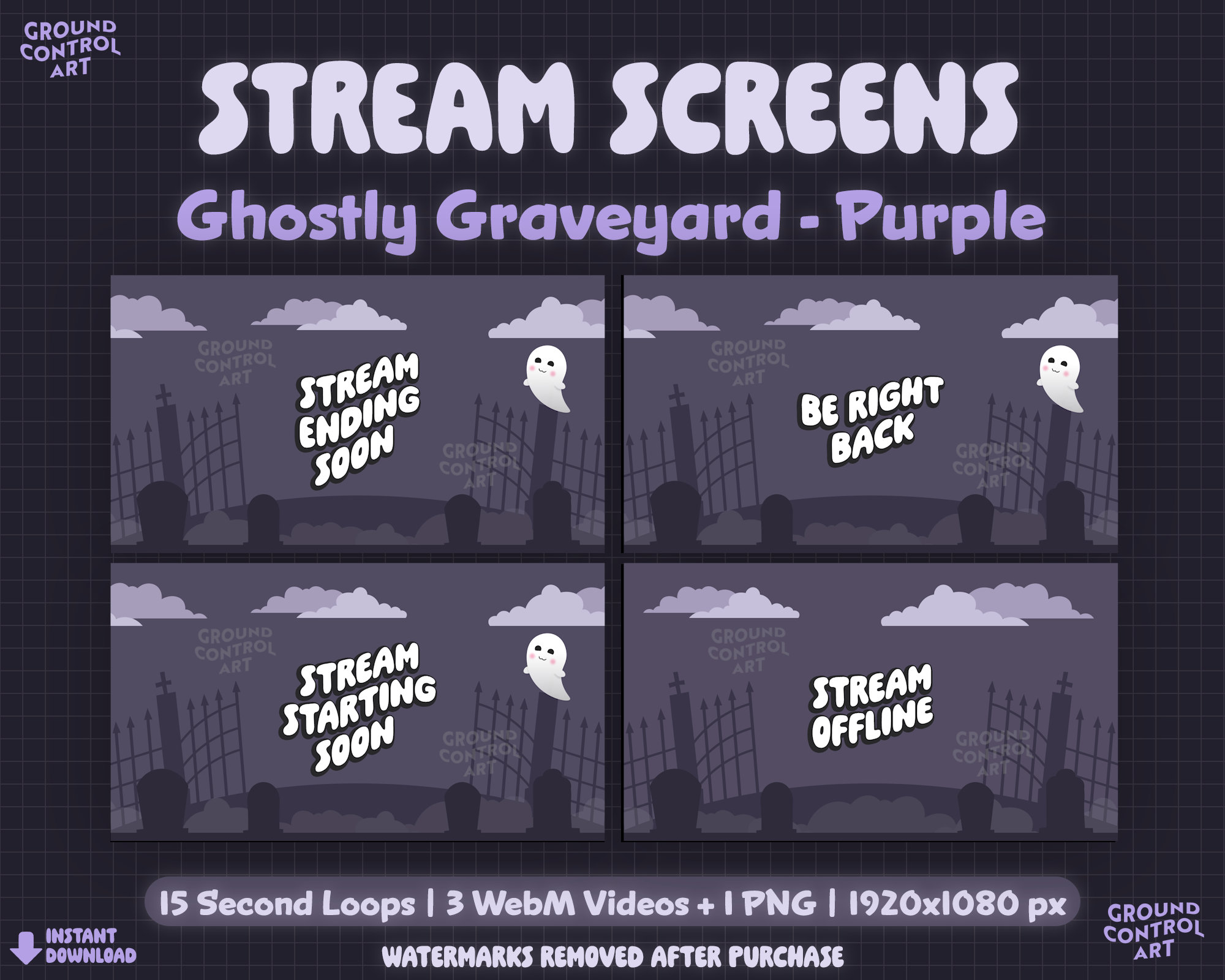 Ghostly Graveyard Stream Screens | Animated Ghost Twitch Livestream ...