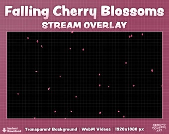 Cherry Blossoms Animated Overlay | Flower Petals Transparent Animation for Twitch Alert, Stream Background, Channel Point, Webcam Etc | Loop