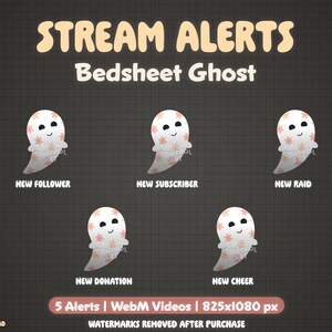 Cute Daisy Bedsheet Ghost Stream Alerts | Animated Halloween Twitch Alert | Cute Spooky Theme Livestream Alert | Ghostly Scary Funny Ghost