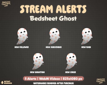 Cute Daisy Bedsheet Ghost Stream Alerts | Animated Halloween Twitch Alert | Cute Spooky Theme Livestream Alert | Ghostly Scary Funny Ghost
