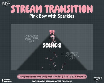 Pink Bow Sparkling Stream Transition | Animated Livestream Scene Change | Cute Bow with Sparkles | Sweet Coquette Theme | Track Matte