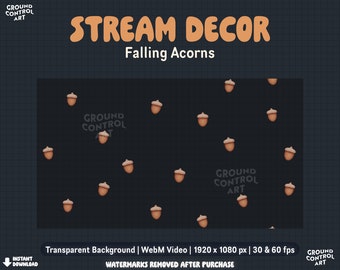 Falling Acorns Animated Overlay | Great for Twitch Alert, Stream Background, Channel Points | Fall Autumn Acorn Nut Alert | Oak Cottagecore