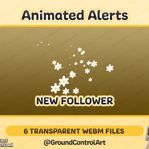 Twitch Stream Alerts | Cute Animated Daisy Flower Alerts | New Follower, Subscriber, Raid, Host, Donation, Cheer
