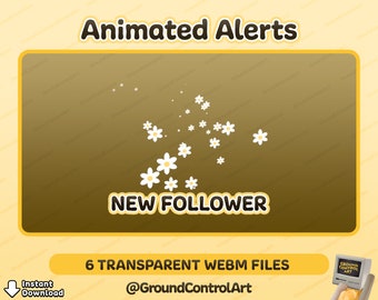 Twitch Stream Alerts | Cute Animated Daisy Flower Alerts | New Follower, Subscriber, Raid, Host, Donation, Cheer