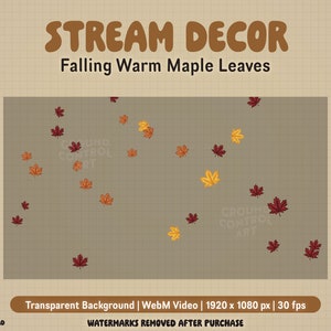 Fallende Warme Ahornblätter Animiertes Overlay | Super für TwitchAlert, Stream Hintergrund, Channel Punkte | Natur Wald Blätter Herbst Herbst