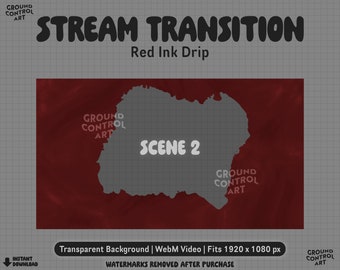 Red Ink Drip Stream Transition | Animated Bloody Livestream Scene Change | Dripping Red Splat | Scary Spooky Horror Stream | Track Matte