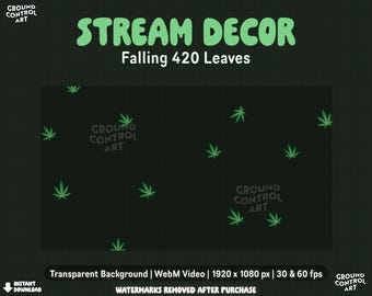 Falling 420 Leaves Animated Overlay | Great for Livestream Alert, Background, Channel Points | Cannabis Weed Marijuana  420 Alert