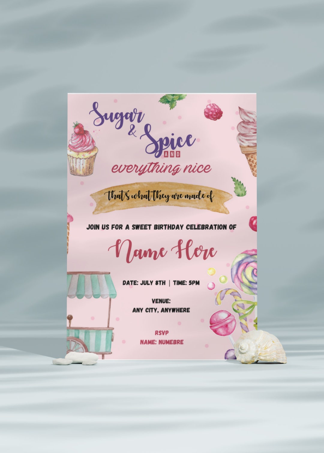 Editable Candy Invitation, Candy Birthday Invitation, Candy Template ...