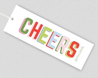 Modern "Cheers, With Love" Generic Gift Tags | 2"x6" Rectangular Tags | Bold, Colorful Tags for Party Favors, Celebrations & Gifts