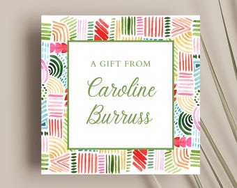 Personalized Calling/Enclosure Card | A Gift From | Rainbow Watercolor Abstract | Customizable
