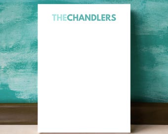 Personalized Notepad with Full/Family Name, Custom Colors and Size (3.75x9, 4.25x5.5, 5x7, 5.5x8.5), 50 or 100 Pages