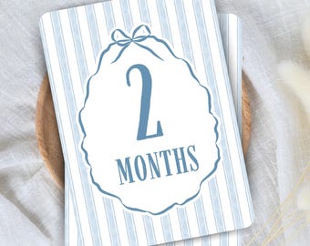 Baby Boy Monthly Milestone Cards | Classic Blue Bow Photo Prop Set | Baby Shower Gift | Newborn Keepsake