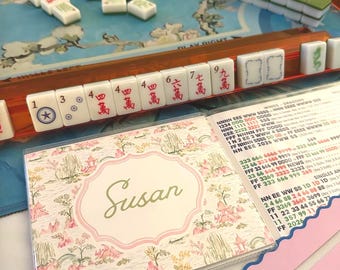 Personalized Mahjong Plastic Card Sleeve & Insert | Fits NMJL Large Print Card | Custom Mahjong Accessory | Monogram Mahjong Gift