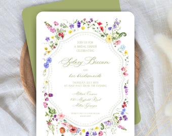 Personalized Floral Invitation | Garden Party | Bridal Shower | Rounded Corners | Recipient and Return Addressing Option